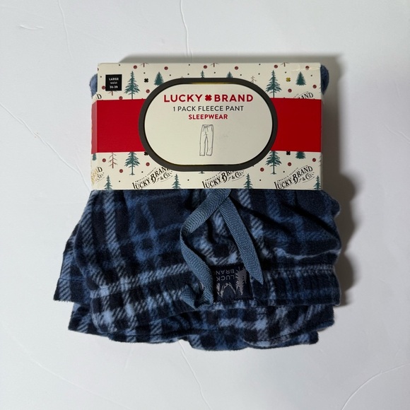Lucky Brand Men’s Fleece Pajama Pants Flannel Navy Blue Size Large NWT Soft Cozy - Picture 1 of 5